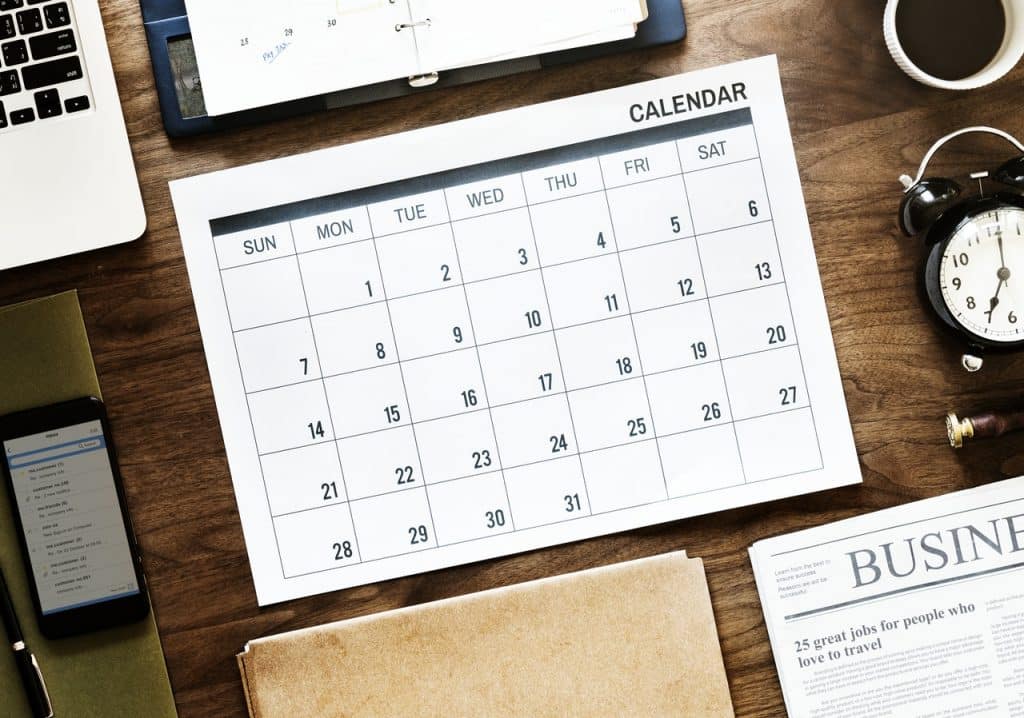 Calendar Clear Of Any Schedule